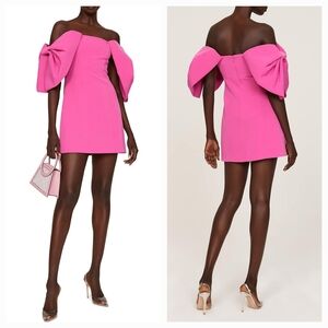 TOCCIN x RTR Statement Bow Sleeves Pink Off-Shoulder Mini Dress 6